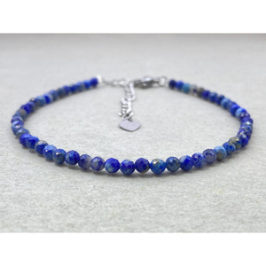 Stainless Steel Dainty Gemstone <b>Bracelet</b> with Micro Faceted Beads Minimalist Tiny Gemstone Jewelry for Unisex - Product Image 1