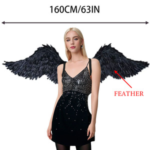 Adulti grandi ali di <span class=keywords><strong>angelo</strong></span> <span class=keywords><strong>nero</strong></span> <span class=keywords><strong>Costume</strong></span> per la fotografia di Halloween e passerella Cosplay oggetti di scena - Product Image 2