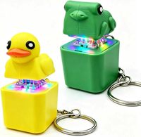 Creative Sound and Light Function Charging Frog-Shaped Small Pendant Keychain Keycap for Christmas Gift