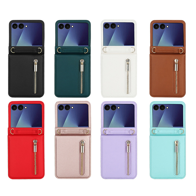 with Card Slot Wallet Luxury Crossbody Zipper Lanyard Strap Design Mobile Phone Case for Samsung Z Flip 7 6 5 4 3