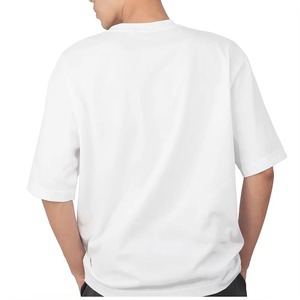 Men's <b>White</b> Oversized <b>Short</b> <b>Sleeve</b> O-Neck Cotton T-<b>Shirt</b> Regular Fit Casual Jersey Knit Plain Dyed Blank Design - Product Image 3