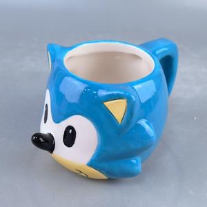 Ceramic Porcelain <strong>Sonic</strong> Hedgehog Animal Head <strong>Mug</strong> 3D Anime &amp; American Style Eco-Friendly QH with Straw Cap Spoon Tea Party Gifts - Product Image 3