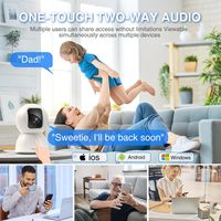 Caméra de sécurité intérieure intelligente CINMOORE 3K avec carte SD 64 Go 360° °   Caméra de surveillance pour personnes âgées/bébés/animaux de compagnie avec vision nocturne couleur et stockage gratuit sur le cloud