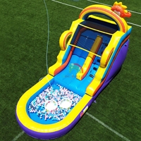 Toboggan aquatique gonflable en PVC commercial pour enfants, château gonflable pour sauter en plein air, toboggan aquatique gonflable avec piscine et souffleur