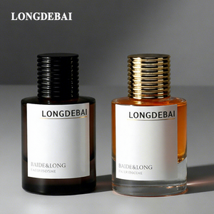 Wholesale <b>Empty</b> Cylinder Perfume <b>Spray</b> <b>Bottle</b> Clear Crimp Round 30ml 50ml 100ml Glass Perfume <b>Bottle</b> with Ribbed Gold Black Cap - Product Image 1