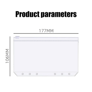 Vente en gros de limes transparentes étanches en <span class=keywords><strong>plastique</strong></span> PVC A6, <span class=keywords><strong>pochette</strong></span> à fermeture éclair, 6 anneaux, feuilles mobiles, <span class=keywords><strong>classeur</strong></span> - Product Image 3