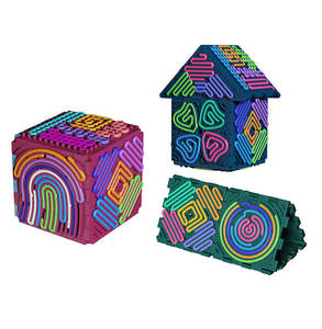 Tablero Sensorial de Silicona con Forma de Cubo con 20 Cuerdas, 6 Piezas, Tablero de Construcción Sensorial de Doble Cara para Autismo y TDAH - Product Image 1