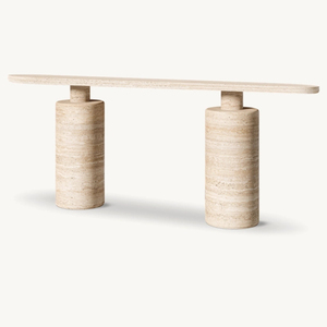 KUMUSI Luxury Living Room/Villa <strong>Hallway</strong> Marble Top Travertine <strong>Console</strong> <strong>Table</strong> with Customizable Size - Product Image 2