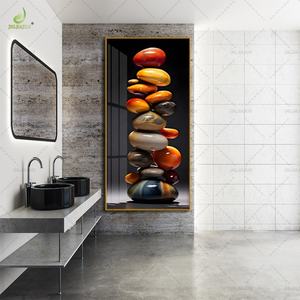 Décoration de salon de luxe, peinture sur toile imprimée haute définition, pierre colorée, porcelaine de cristal avec murale LED - Product Image 4