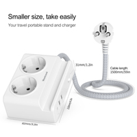 Home Office EU Multi Outlet Wall Power Extensión eléctrica Placa de plomo 2 puertos USB Socket Power Strip