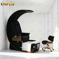Fauteuil de pédicure électrique de luxe pour salon de manucure, en cuir anti-acétone, avec spa pour les pieds, massage, bain à remous sans tuyauterie et fonctions réglables