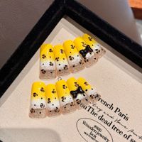 Ongles pressés faits à la main en forme de canard aux couleurs éblouissantes, 10 pièces, faux ongles pour les doigts, styles de design uniques
