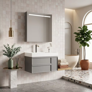 Disponibile Set Mobile <span class=keywords><strong>Bagno</strong></span> 3 Misure, Armadietto <span class=keywords><strong>Bagno</strong></span> Sospeso con Specchio LED e Lavabo <span class=keywords><strong>per</strong></span> Bagni Piccoli e Grandi - Product Image 4