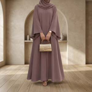 Abaya de Rayón para Mujer, Estilo Modesto, Larga hasta el Suelo, Corte Holgado, Manga Larga, Color Sólido, Uso Diario, Estilo de Oriente Medio, Tallas Grandes, Bordado - Product Image 2