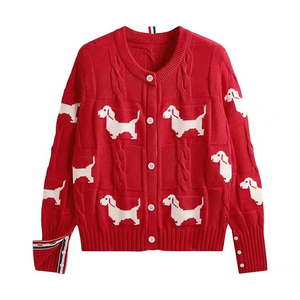 Pull de maternité High-Sense, couleur personnalisable, motif de chiot, style universitaire, pull à col rond en fil épais, pull pour femmes - Product Image 2