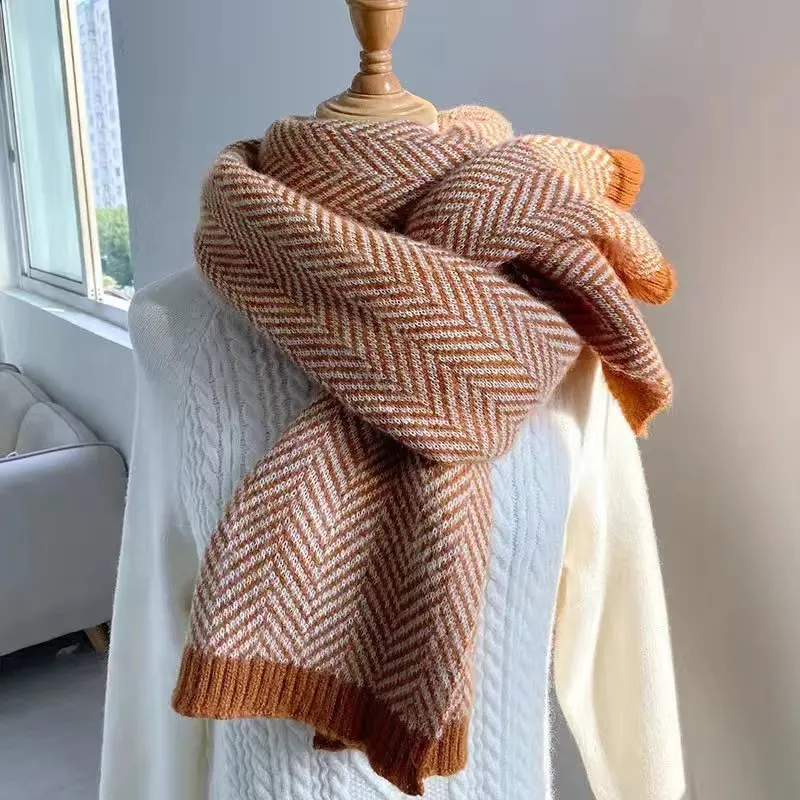 Zifeng OEM Kaschmir Schal Pashmina Winter Women's Striped Warm Scarf Cashmere Shawl