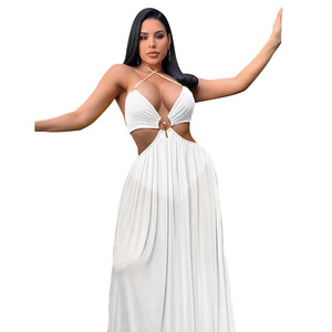 Y208091 bretelles Offres Spéciales personnalisées robe de vacances évidée sexy robes décontractées d'été longueur au sol - Product Image 5