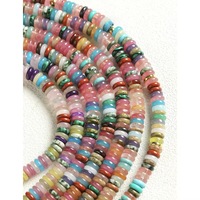 Perles Rondelles en Pierre Naturelle Colorée, Tourmaline Rose, Turquoise, Perles de Rocaille pour la Fabrication de Bijoux DIY, Colliers et Bracelets