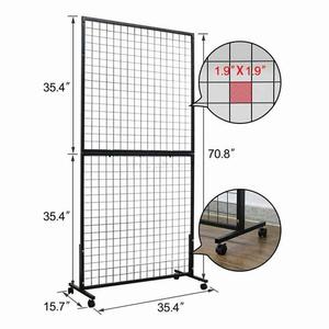 Dây màu đen gridwall tấm hai-đôi t-cơ sở tháp di động Floorstanding nghệ thuật & thủ công hiển thị công bằng giá với bánh xe và chân - Product Image 2