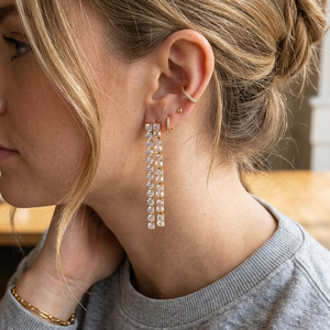 Geometric Crystal Stud Earrings Stainless Steel Channel Setting Party Jewelry - Product Image 2