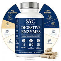 SYC BIO Formule d'enzymes digestives à base de plantes en capsules, 60 capsules, marque privée, OEM, ODM, prix d'usine, vente en gros
