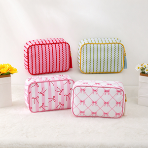 Bolsa de Maquillaje Bow Diamond, 300D Poliéster, con Borlas y Cierre, Organizador de Artículos de Aseo para Viaje, Nueva, Muy Linda, para Mujer, 5 Colores, Venta al Por Mayor, Personalizable OEM - Product Image 3