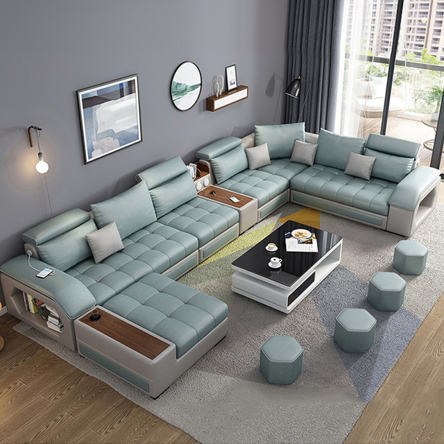 Versatile Corner Couch with Bluetooth Music Speaker and USB Charging Outlet for Family Room Relaxation
