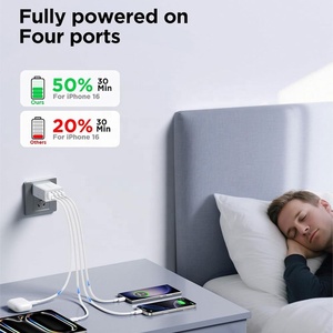 Hnt 2.4A Sạc Nhanh 3.0 Sạc Nhanh EU <span class=keywords><strong>4</strong></span> Cổng 30W USB Tường Sạc Cho <span class=keywords><strong>iPhone</strong></span> Anh Chúng Tôi Au Cắm Qc3.0 USB Sạc Du Lịch - Product Image 4