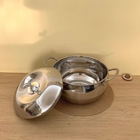 Marmite extra-épaisse pour soupe, bouillie, nouilles et lait, compatible induction et gaz, 24 cm, design moderne avec couvercles