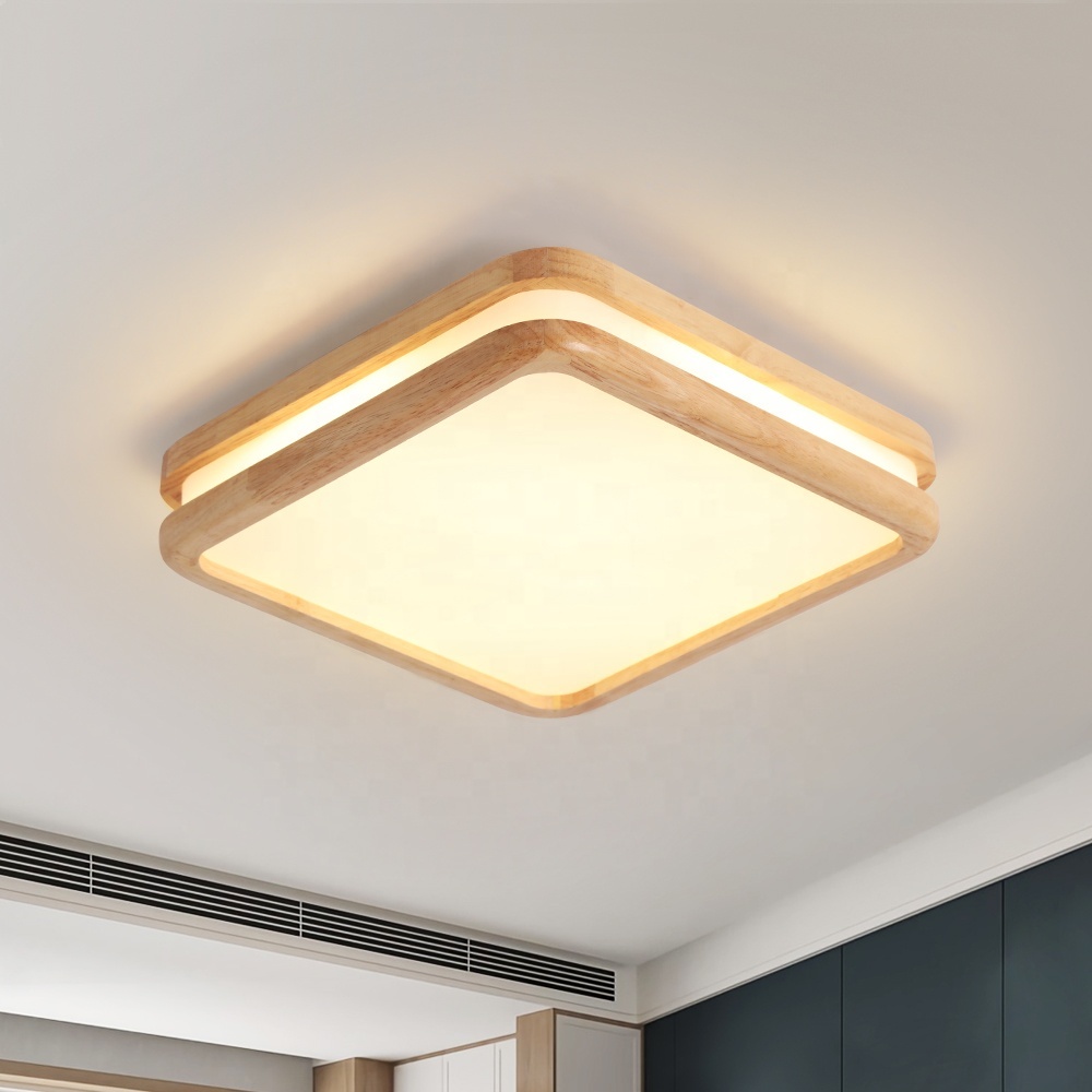 30W Changeable 3 Lamp Colors Acrylic Wood Ceiling Lights Fixtures for Bedroom