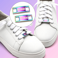 Logo personnalisé étiquette en métal chaussures dentelle breloques pour coureurs arc-en-ciel couleur étiquette Sneaker lacet breloques pour chaussures