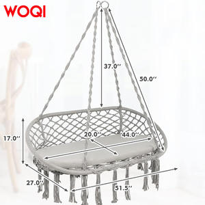 Fauteuil suspendu double WOQI gris style bohème, intérieur/extérieur, pour 2 personnes, capacité de charge 180 kg - Product Image 5