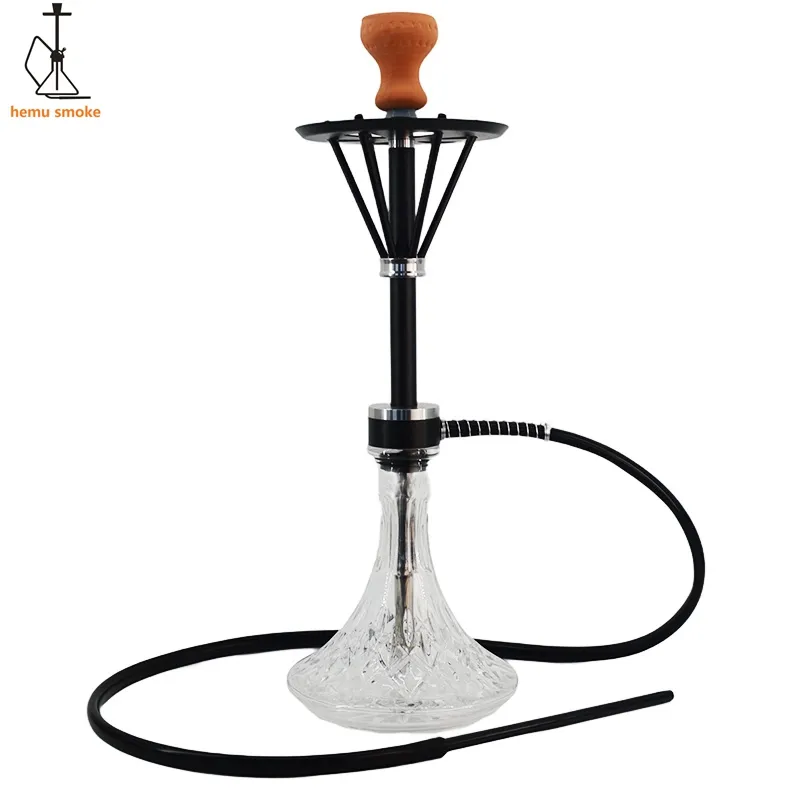 New Concept Shisha Design Aluminum Shisha Hookah Transparent Glass Hookah Set