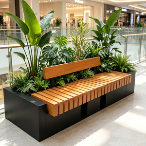 Banc de jardin en <span class=keywords><strong>bois</strong></span> durable avec dossier, 2 m, style minimaliste moderne, pour l'aménagement paysager, avec options de taille personnalisées - Product Image 1