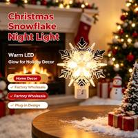 Lampe de nuit LED flocon de neige en cristal, taille moyenne, à brancher, éclairage décoratif fantaisie, lumière douce et chaude, décoration de Noël pour la maison