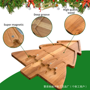 Tabla de cortar de madera con forma de árbol de Navidad, tabla de queso de madera maciza con juego de cuchillo y tenedor para servir postres y embutidos. - Product Image 4