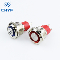 Interrupteur à bouton-poussoir métallique 16mm 19mm, à réinitialisation, verrouillable, avec voyant LED et symbole numérique, étanche, pour ascenseur et panneau DIY