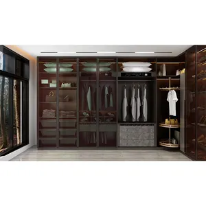 Functional Wooden Combination Wardrobe Design Wooden Clothes Cabinet Bedroom Cloakroom With Shoes Closet