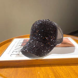 Casquette de baseball ajustable pour femme, version coréenne, avec visière en maille à sequins, imprimé scintillant, polyvalente, protection solaire, respirante - Product Image 4