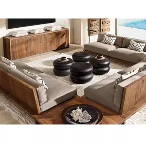 Moda moderna in legno massello casa soggiorno mobili da interni soggiorno divano Set