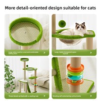 Centre d'activités robuste pour chat en sisal avec hamac, zone de repos, griffoirs et jouet interactif à bille pour l'enrichissement