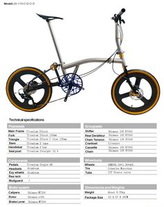 Vélo pliable 20 pouces entièrement en titane avec freins à disque et jeu de <span class=keywords><strong>roues</strong></span> en carbone, 11 vitesses - Product Image 2
