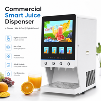 Distributeur de boissons à grande capacité 4 saveurs (5000g x 4) avec système de refroidissement et de chauffage pour jus d'orange et de pomme, idéal pour les petites entreprises