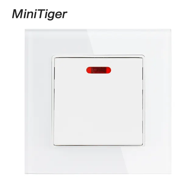 Minitiger 20A/45A स्विच नीयन क्रिस्टल ग्लास पैनल के साथ रसोई वॉटर हीटर पर/बंद दीवार स्विच हवा हालत interruptor