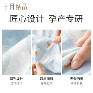 หมวกคลุมผมสำหรับคุณแม่ตั้งครรภ์ ผ้าฝ้ายตาข่าย ระบายอากาศได้ดี บางเบา สำหรับฤดูร้อน กันลม สำหรับหญิงตั้งครรภ์และหลังคลอด ลายแมวอ้วน ลายห่านสีฟ้า - Product Image 4