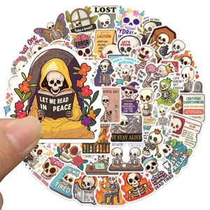 10/30/50 autocollants amusants de dessins animés de squelettes et de mèmes, mignons, pour téléphone, bagages, skateboard, imperméables, cool, jouets - Product Image 3