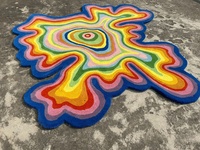 Psychedelic Irregular Shaped Tufted Handmade Area Custom Teppich Teppich für Home Wool Modern Washable Carpet Medium Pile