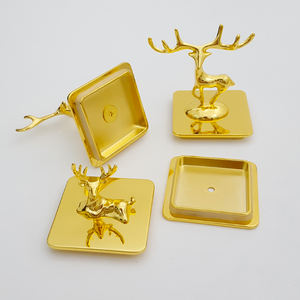 زخارف فاخرة ذهبية معدنية مزخرفة مخصصة لأغطية الجرار المستديرة - Product Image 3