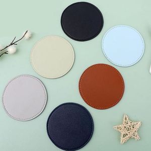 Wholesale Thick Pu Table <b>Cup</b> <b>Mat</b> Blank Leather Durable Non-Slip Waterproof 10Cm Size Coaster - Product Image 5