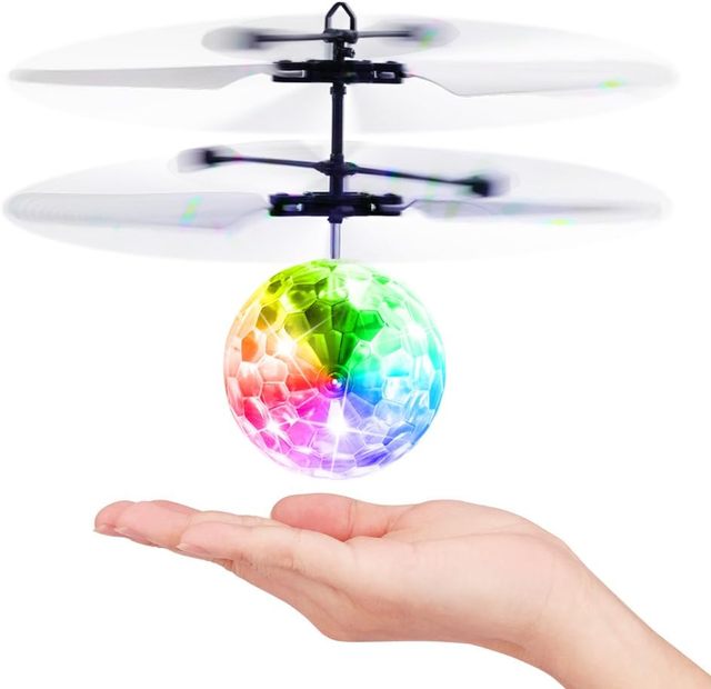 Dwi Dowellin Flying Orb Ball Toy Hand Operated Spinner Drones -Mini UFO Drone Toys, Rechargeable LED Indoor Floating Hover